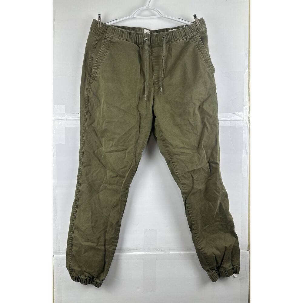 Gap Essential Jogger Pants Mens Medium Olive Green Cotton Twill Drawstring